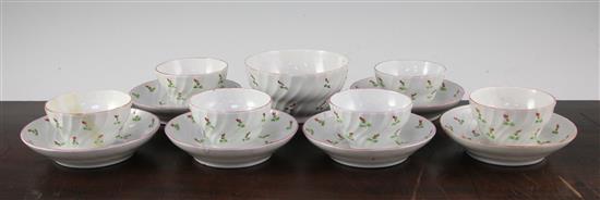 A Newhall part tea set, c.1795, 12.5cm.